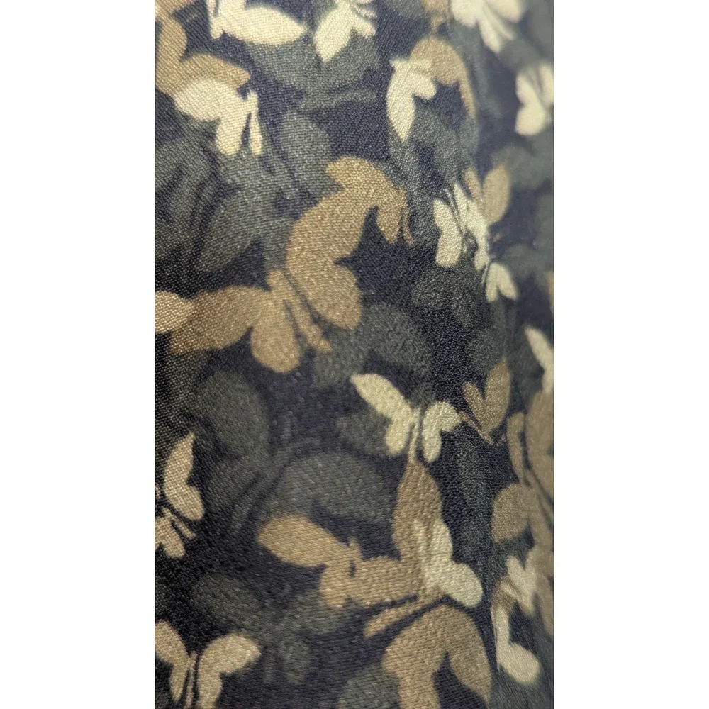 Michael Michael Kors Womens M Butterfly‎ Print Polyester Blouse Olive Gold